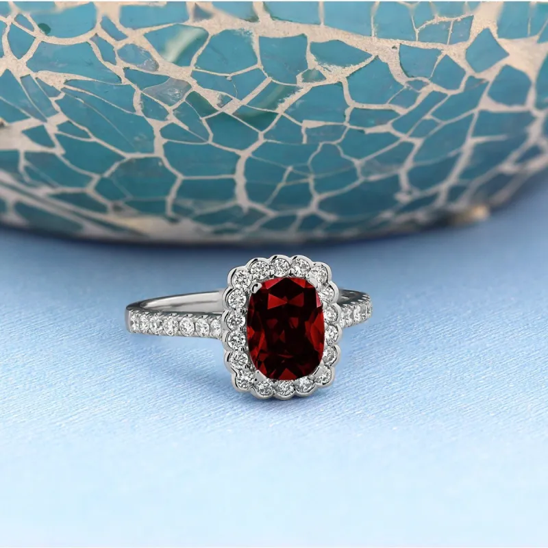 Auriya Vintage 1 1/3ct Cushion-cut Garnet Halo Diamond Engagement Ring 1/2ctw 14k Gold sold by Zulily