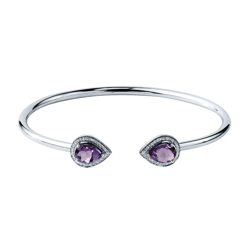 Stackable 1 3/4ct Pear Shaped Purple Amethyst Open Bangle Bracelet with Diamond Accents by Auriya in Gold over Silver sold by Zulily