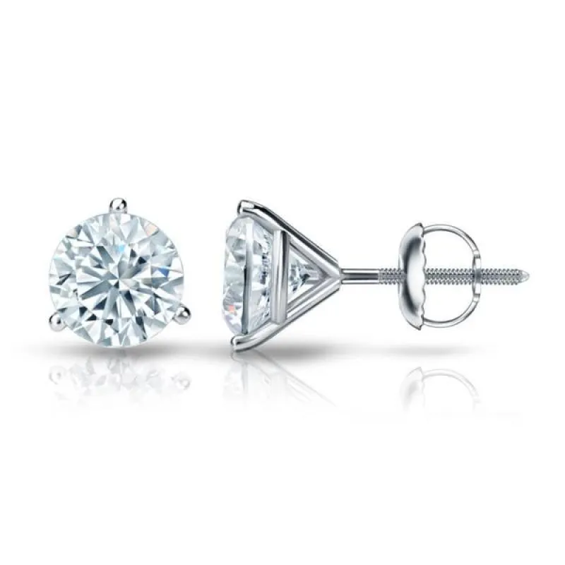 Auriya 14k Gold GIA Certified 2.00 carat TDW 3-Prong Martini Round Diamond Stud Earrings sold by Zulily