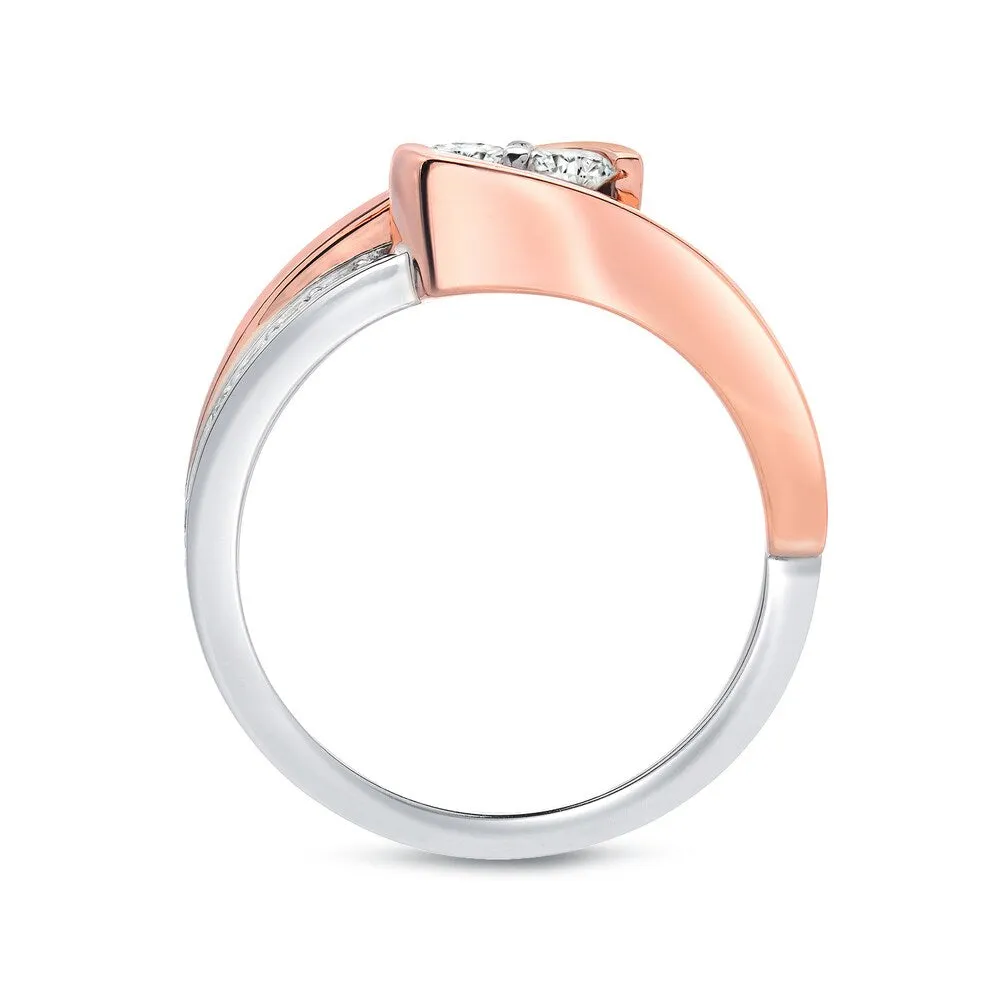 Auriya 14k Two-Tone Gold 3/4ct TDW Round 2-Stone Diamond Engagement Ring sold by Zulily product image thumbnail 3