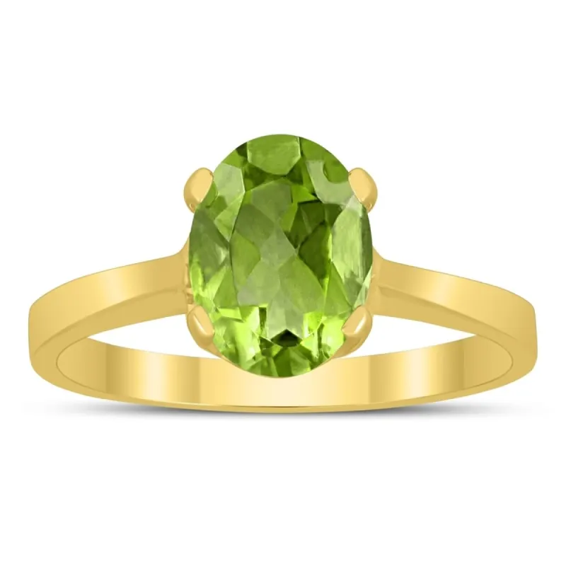 Oval Solitaire 8X6MM Peridot Ring in 10K Yellow Gold sold by Zulily
