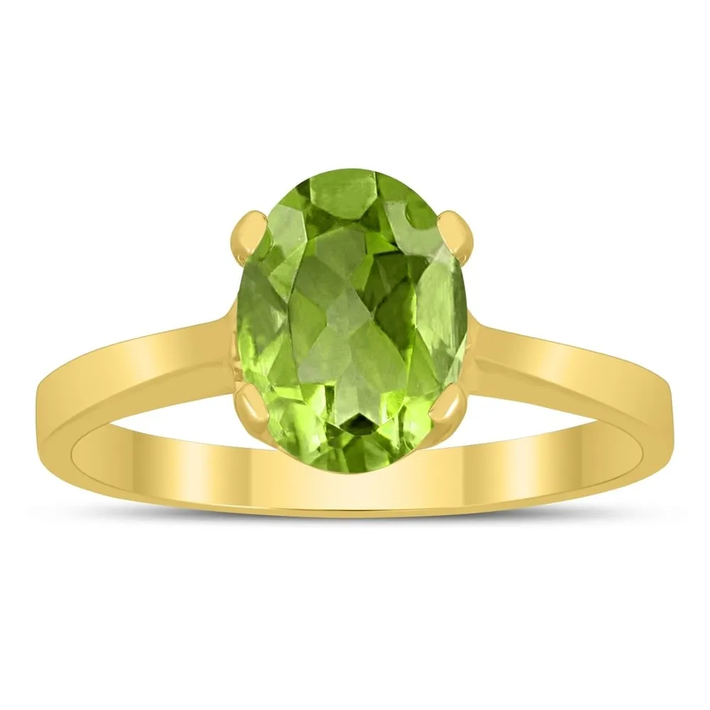 Oval Solitaire 8X6MM Peridot Ring in 10K Yellow Gold sold by Zulily