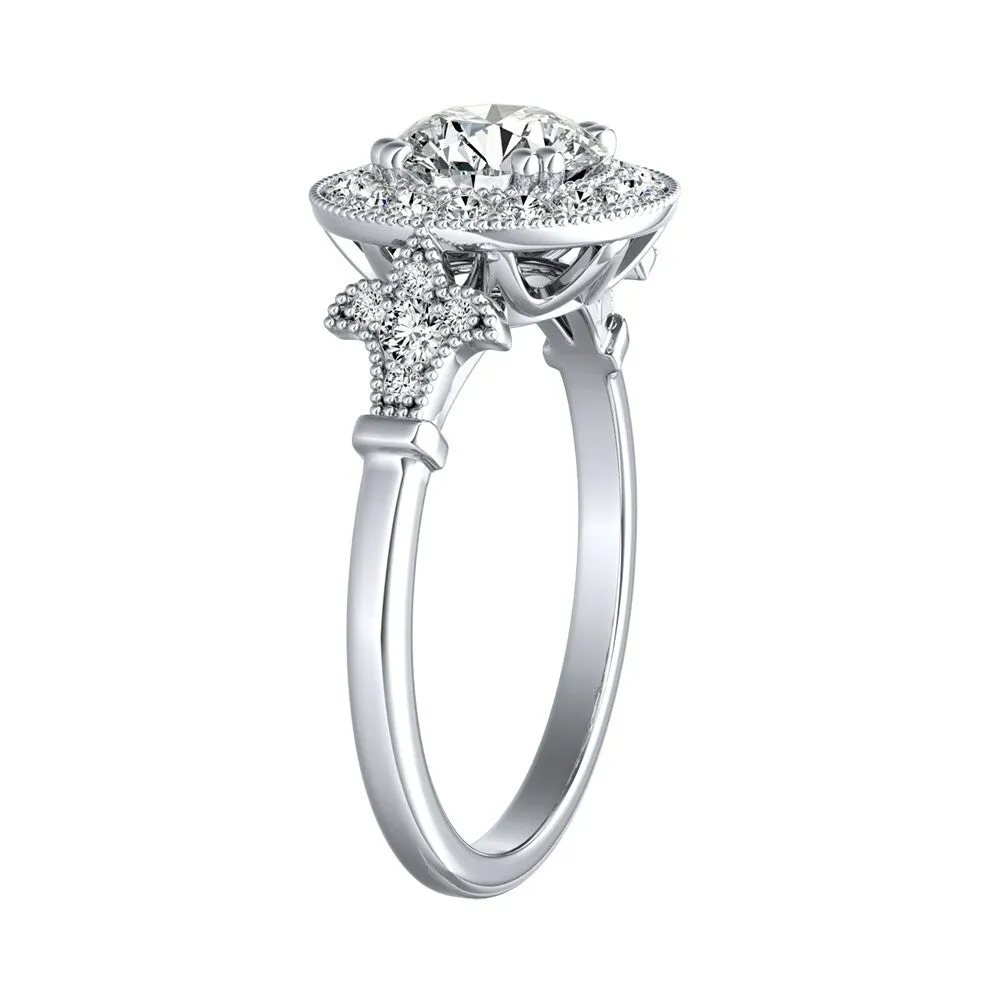 Auriya Vintage 3/4ct Round Moissanite and 1/3ctw Halo Diamond Engagement Ring 14k Gold sold by Zulily product image thumbnail 4