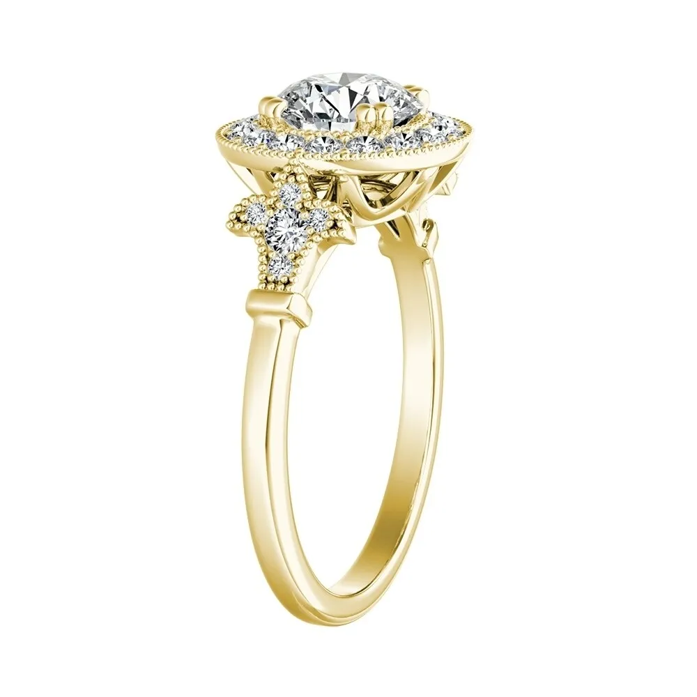 Auriya Vintage 3/4ct Round Moissanite and 1/3ctw Halo Diamond Engagement Ring 14k Gold sold by Zulily product image thumbnail 5