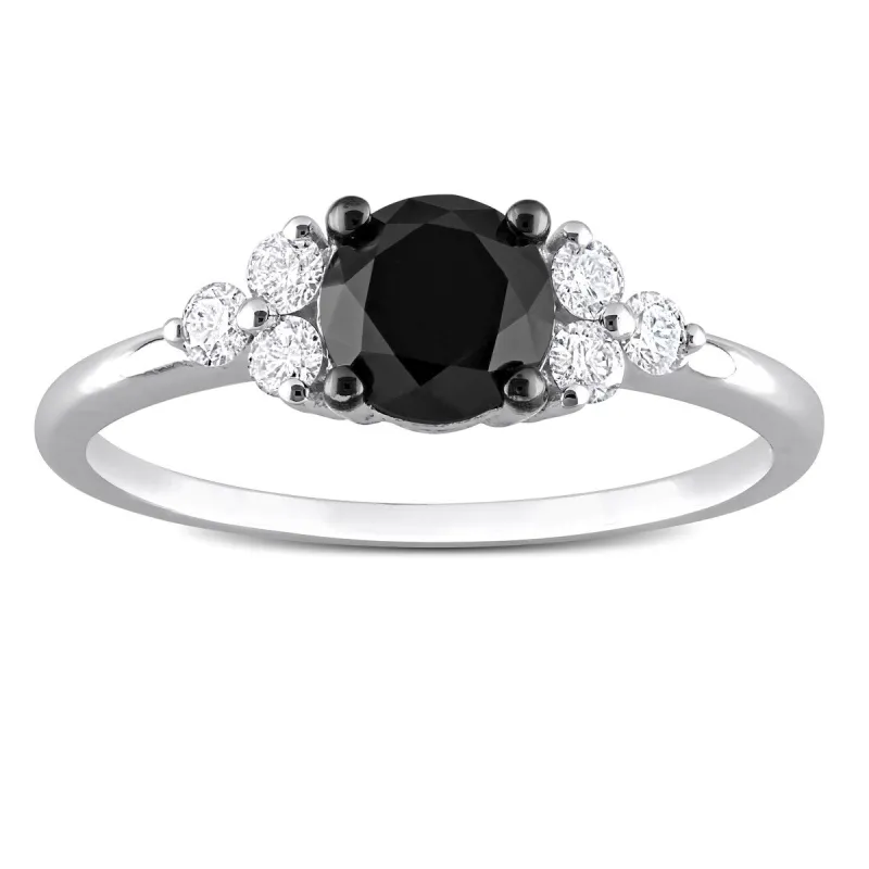 Miadora 1-1/5ct TDW Black and White Diamond Solitaire Ring in 10k Black Rhodium-Plated White Gold sold by Zulily
