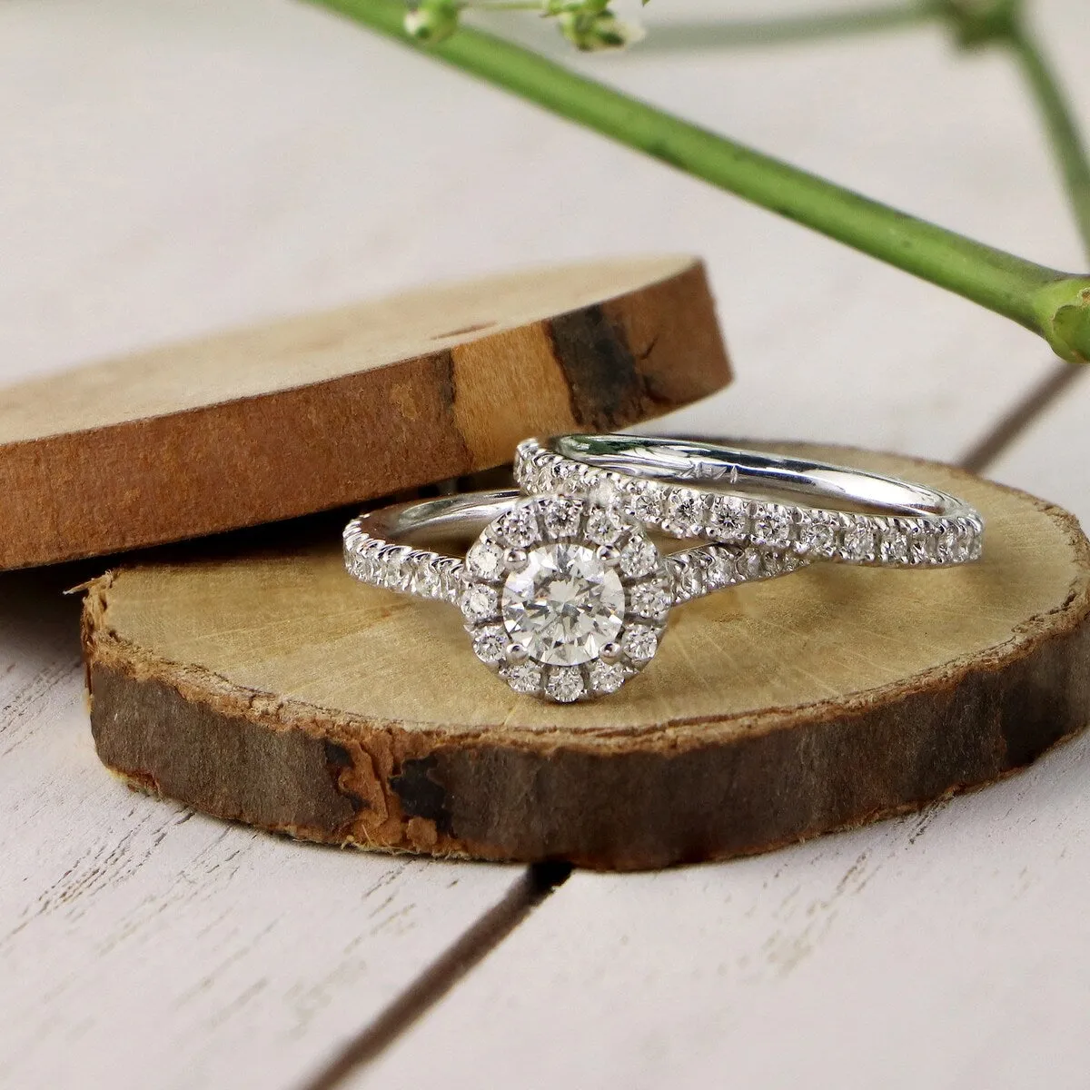 Auriya 14k Gold 1ctw Round Halo Diamond Engagement Ring Set sold by Zulily product image thumbnail 2