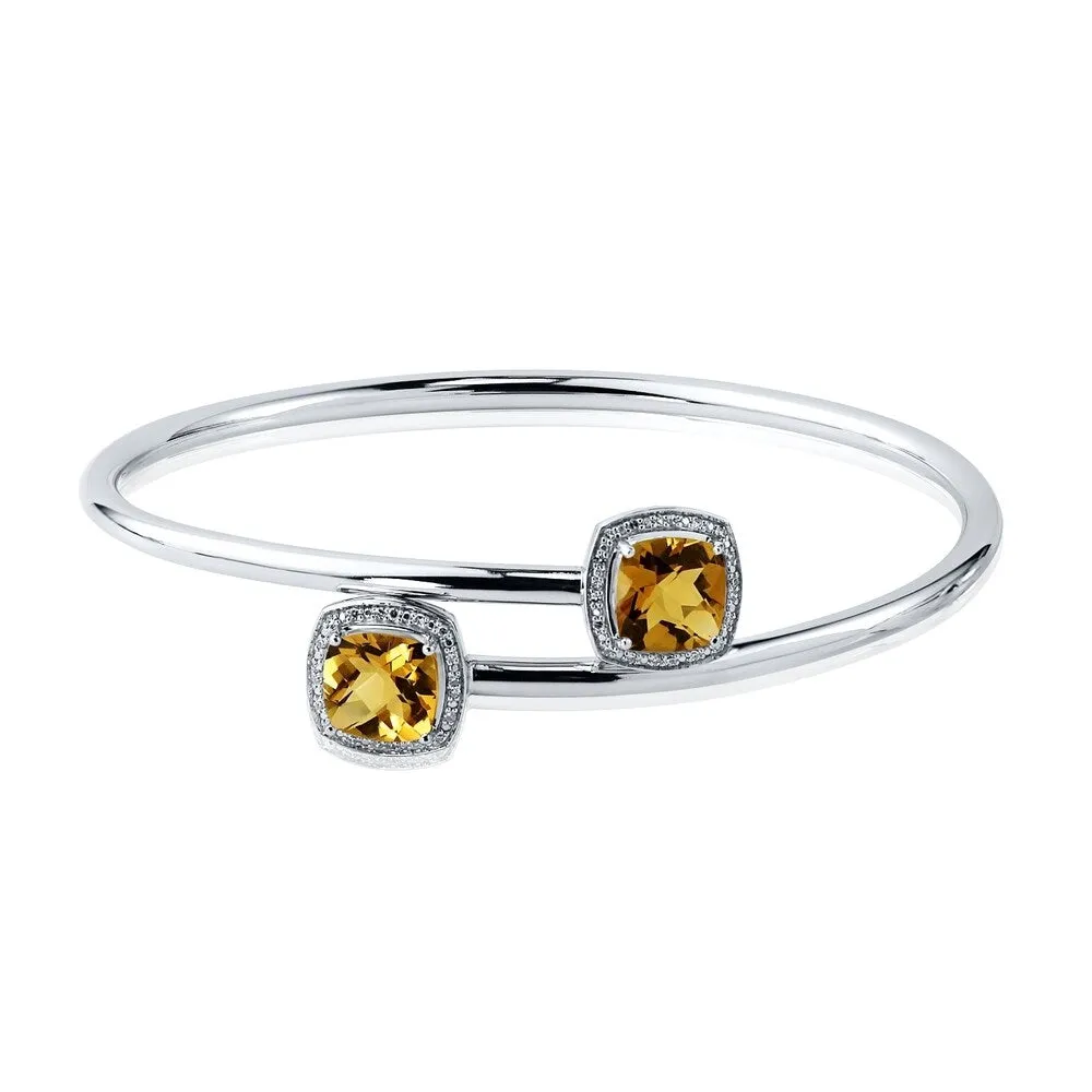 Auriya 3 3/4ct Cushion-Cut Yellow Citrine Gold over Silver Bangle Bracelet with Diamond Accents sold by Zulily