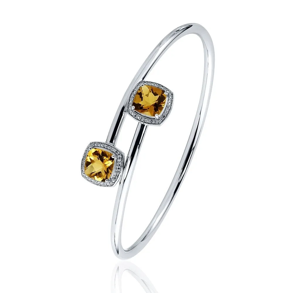 Auriya 3 3/4ct Cushion-Cut Yellow Citrine Gold over Silver Bangle Bracelet with Diamond Accents sold by Zulily product image thumbnail 4