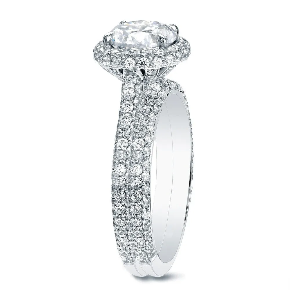 Auriya 2 5/8cttw Pave Halo Diamond Engagement Ring Set 14K Gold sold by Zulily product image thumbnail 5