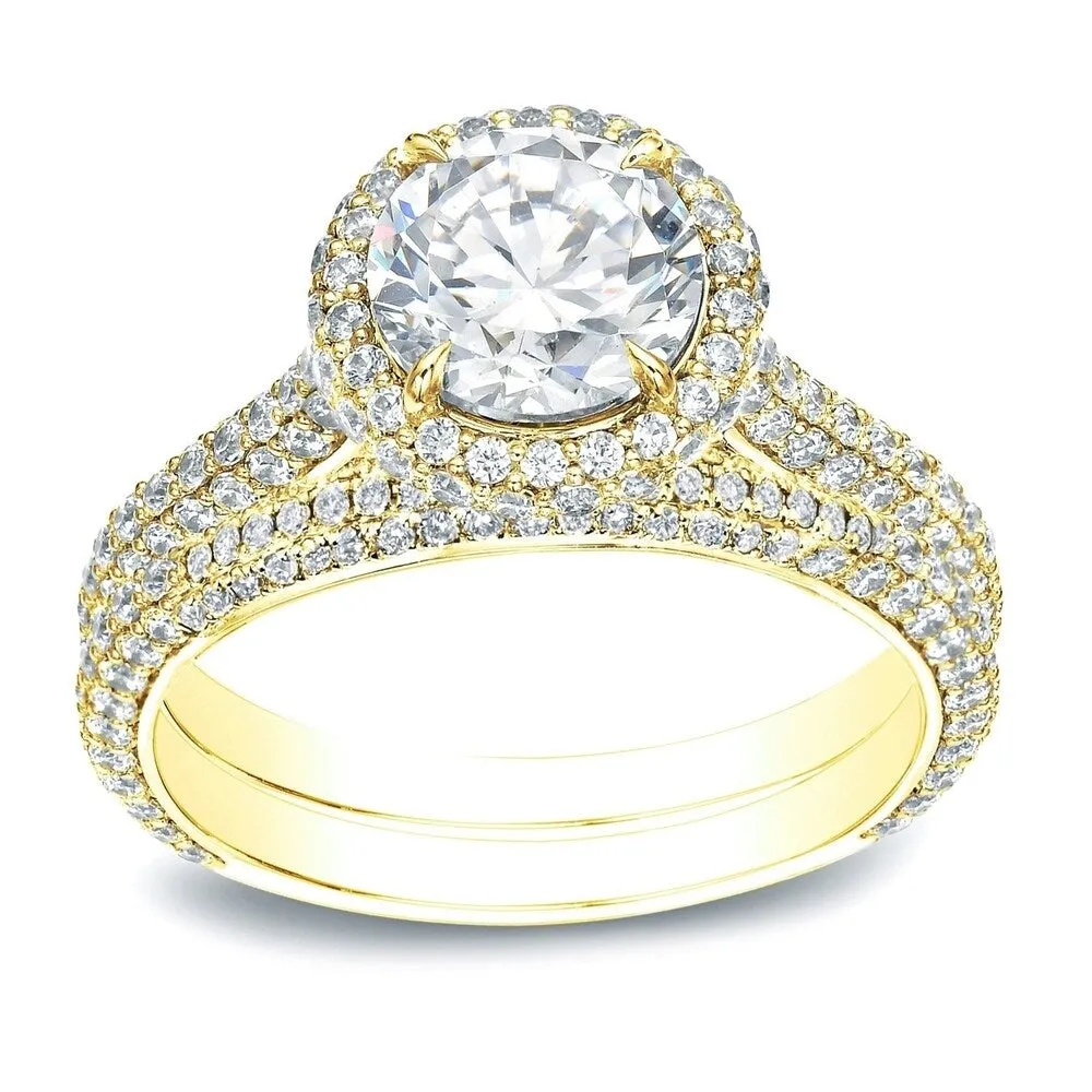 Auriya 2 5/8cttw Pave Halo Diamond Engagement Ring Set 14K Gold sold by Zulily product image thumbnail 3