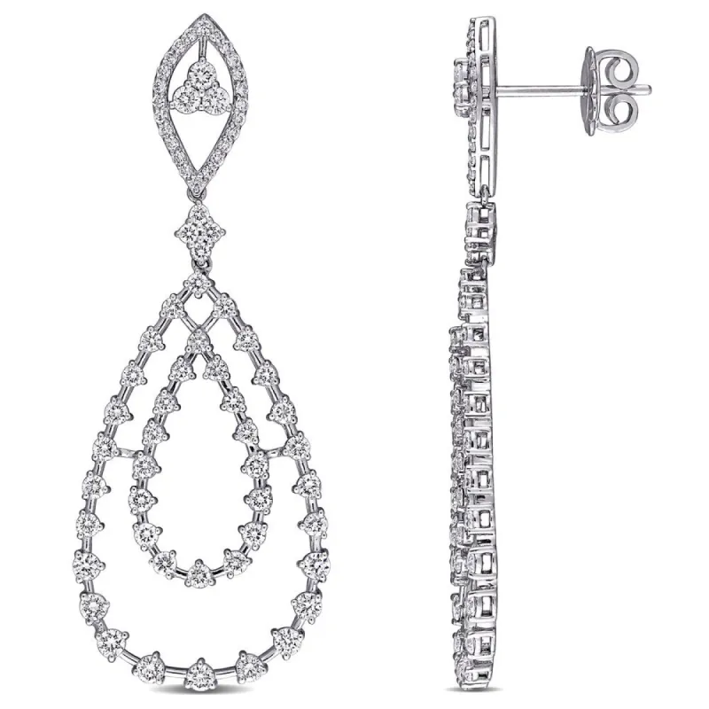 Miadora 14k White Gold 2 3/8ct TDW Diamond Halo Teardrop Dangle Earrings - N/A sold by Zulily