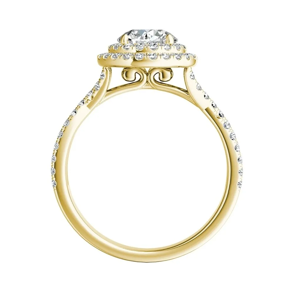 Auriya Round 1 1/2ct Moissanite and 1/2ctw Double Halo Diamond Engagement Ring 14k Gold sold by Zulily product image thumbnail 5