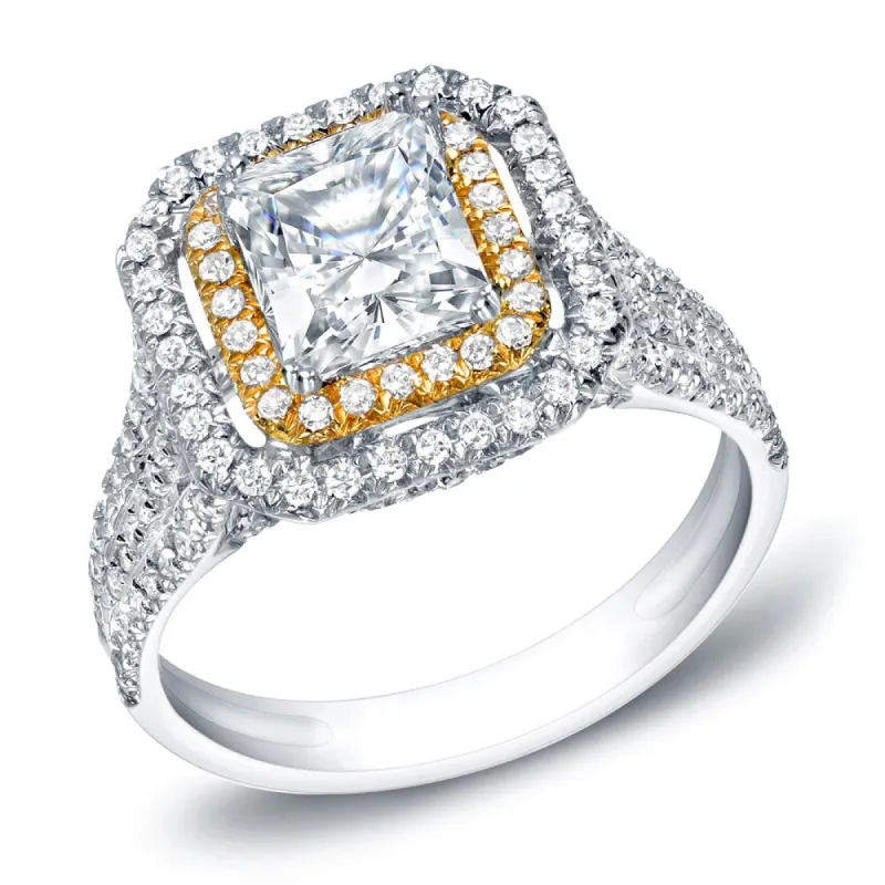 Auriya 14k Gold 1 1/2ct TDW Certified Princess-Cut Diamond Engagement Ring sold by Zulily
