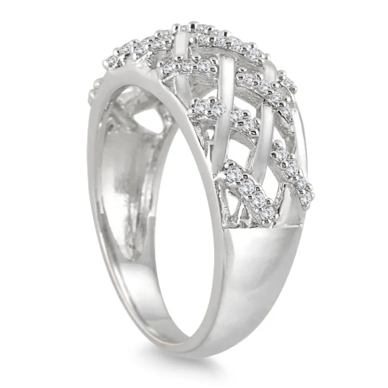 Marquee Jewels 10k White Gold 1/4ct TDW White Round-cut Woven Diamond Ring (I-J, I2-I3) sold by Zulily