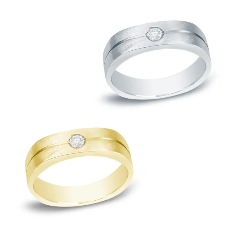 Men's 14k Gold 1/6ct TDW Round Solitaire Diamond Wedding Band by Auriya sold by Zulily