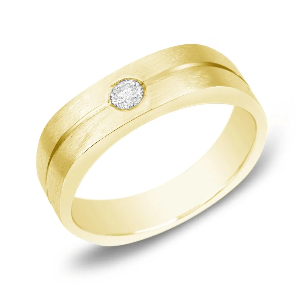 Men's 14k Gold 1/6ct TDW Round Solitaire Diamond Wedding Band by Auriya sold by Zulily product image thumbnail 3