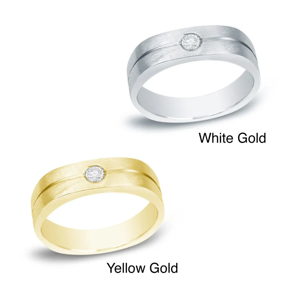 Men's 14k Gold 1/6ct TDW Round Solitaire Diamond Wedding Band by Auriya sold by Zulily product image thumbnail 4