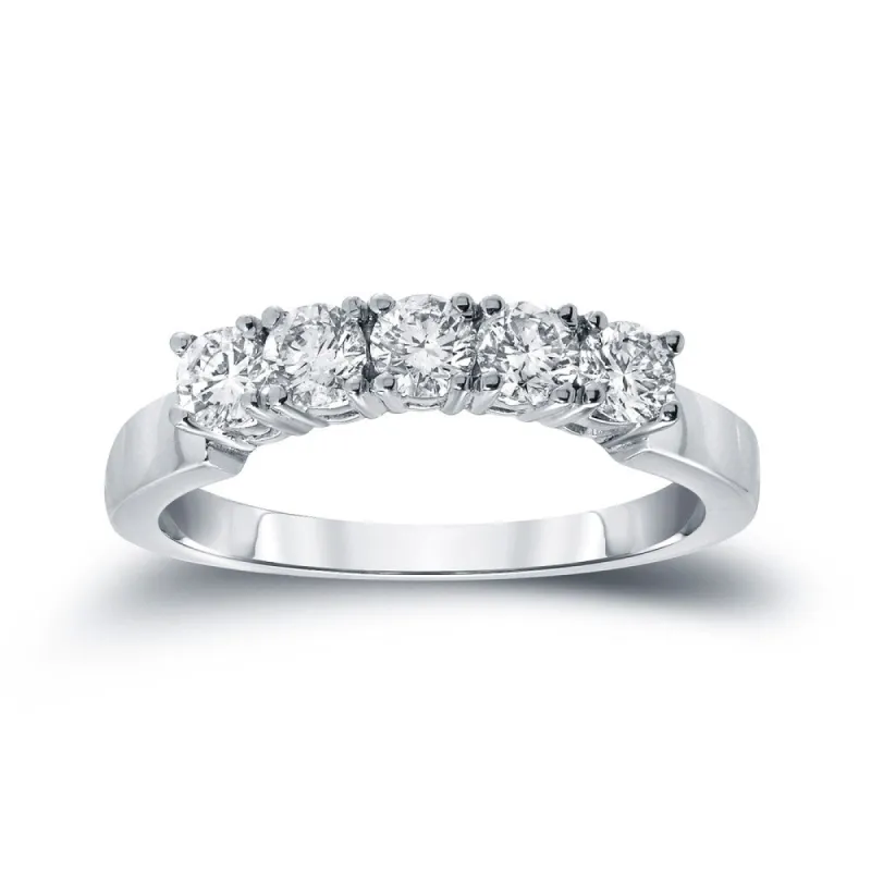 Auriya 14k Gold 3/4ctw Contoured Round Diamond Wedding Band sold by Zulily