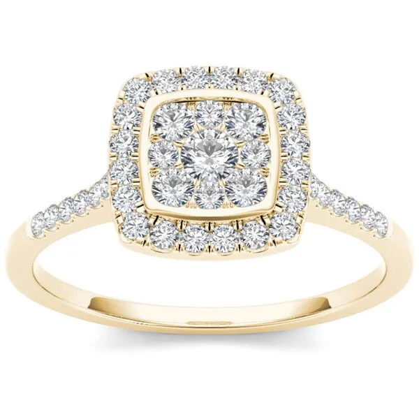 De Couer 10k Yellow Gold 1/2ct TDW Diamond Cluster Engagement Ring sold by Zulily