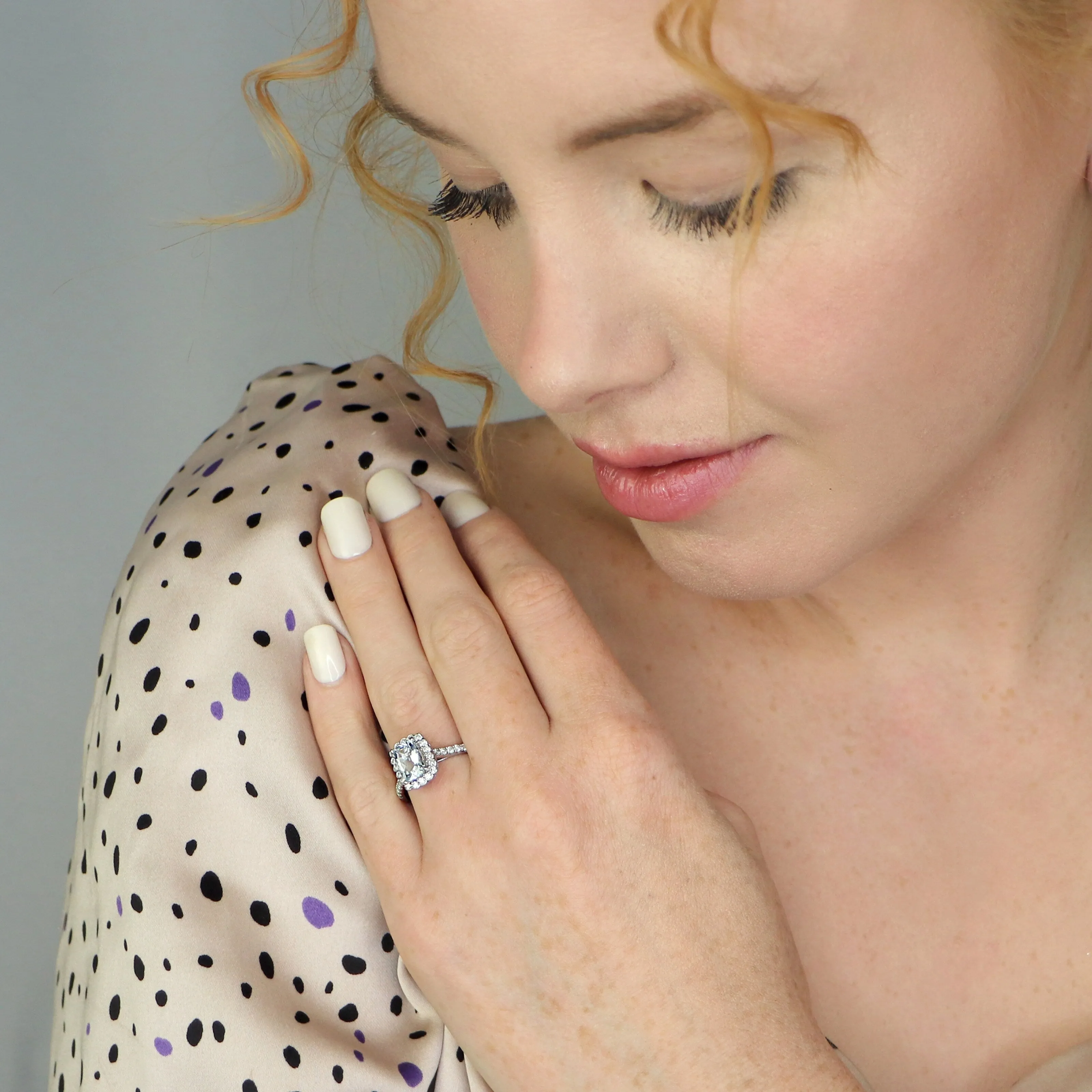 Auriya Vintage 3/4ct Cushion-cut Aquamarine Halo Diamond Engagement Ring 1/2ctw 14k Gold sold by Zulily product image thumbnail 2