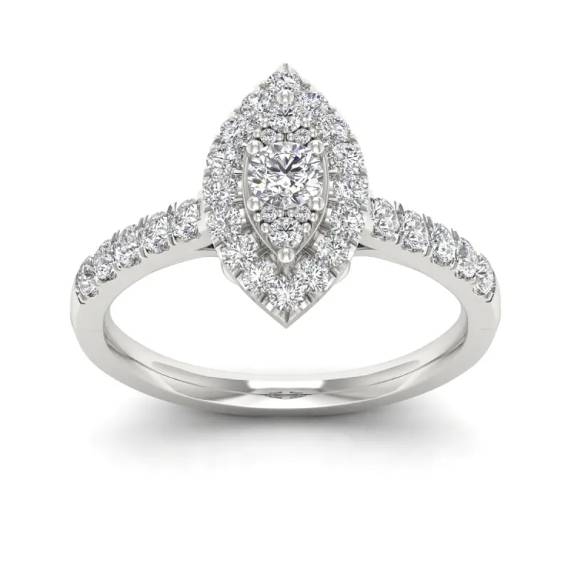 De Couer 5/8ct TDW Diamond Marquise Shape Halo Ring - White sold by Zulily