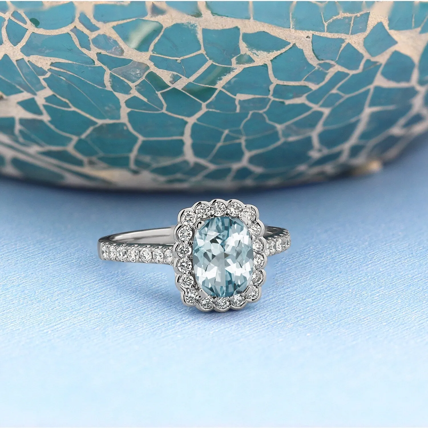 Auriya Vintage 3/4ct Cushion-cut Aquamarine Halo Diamond Engagement Ring 1/2ctw 14k Gold sold by Zulily product image thumbnail 3