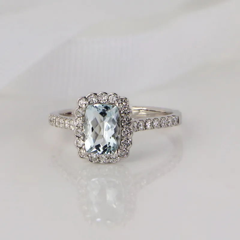 Auriya Vintage 3/4ct Cushion-cut Aquamarine Halo Diamond Engagement Ring 1/2ctw 14k Gold sold by Zulily