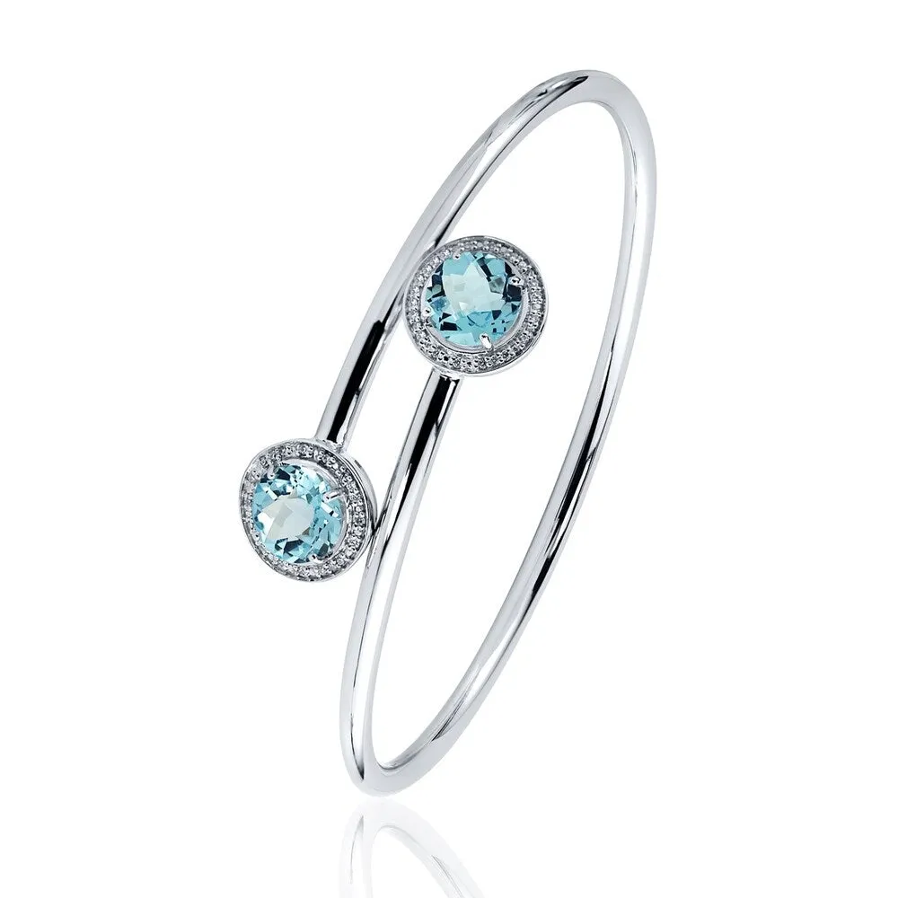 Auriya 4ct Sky Blue Topaz and Halo Diamond Bangle Bracelet Gold over Silver sold by Zulily product image thumbnail 4