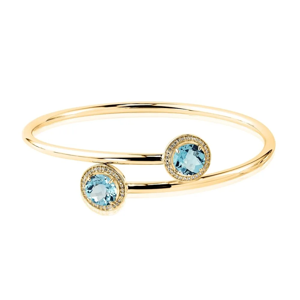 Auriya 4ct Sky Blue Topaz and Halo Diamond Bangle Bracelet Gold over Silver sold by Zulily product image thumbnail 2