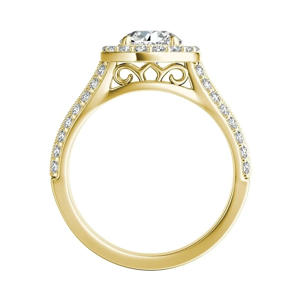 Auriya 14k Gold Vintage Round 3ct Moissanite and 1/2ct TDW Diamond Halo Engagement Ring 14k sold by Zulily product image thumbnail 5