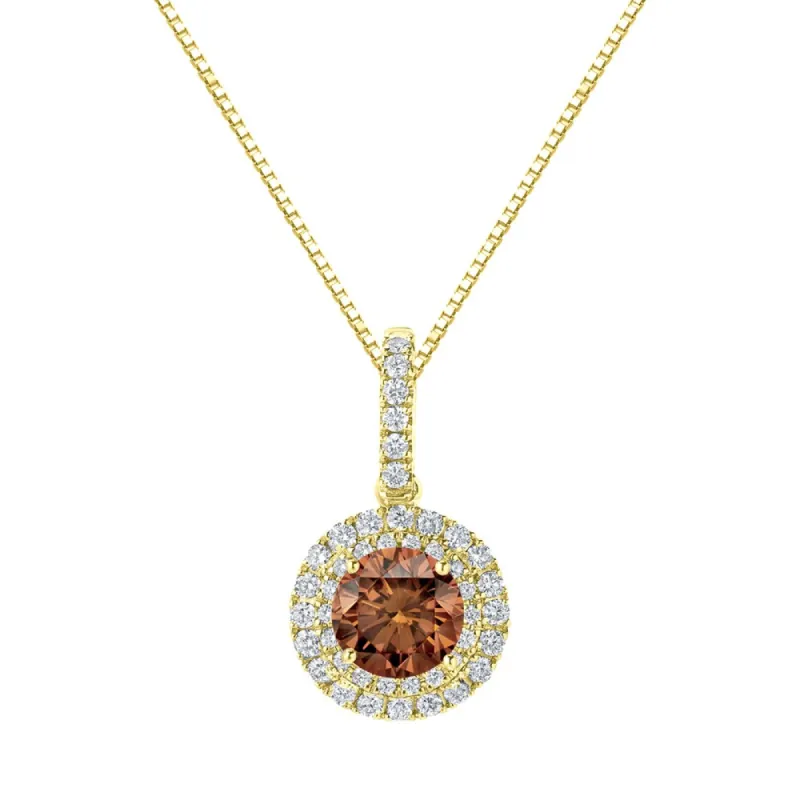 Auriya 14k Gold 2 3/5ct TDW Round Double Halo Brown Diamond Necklace sold by Zulily