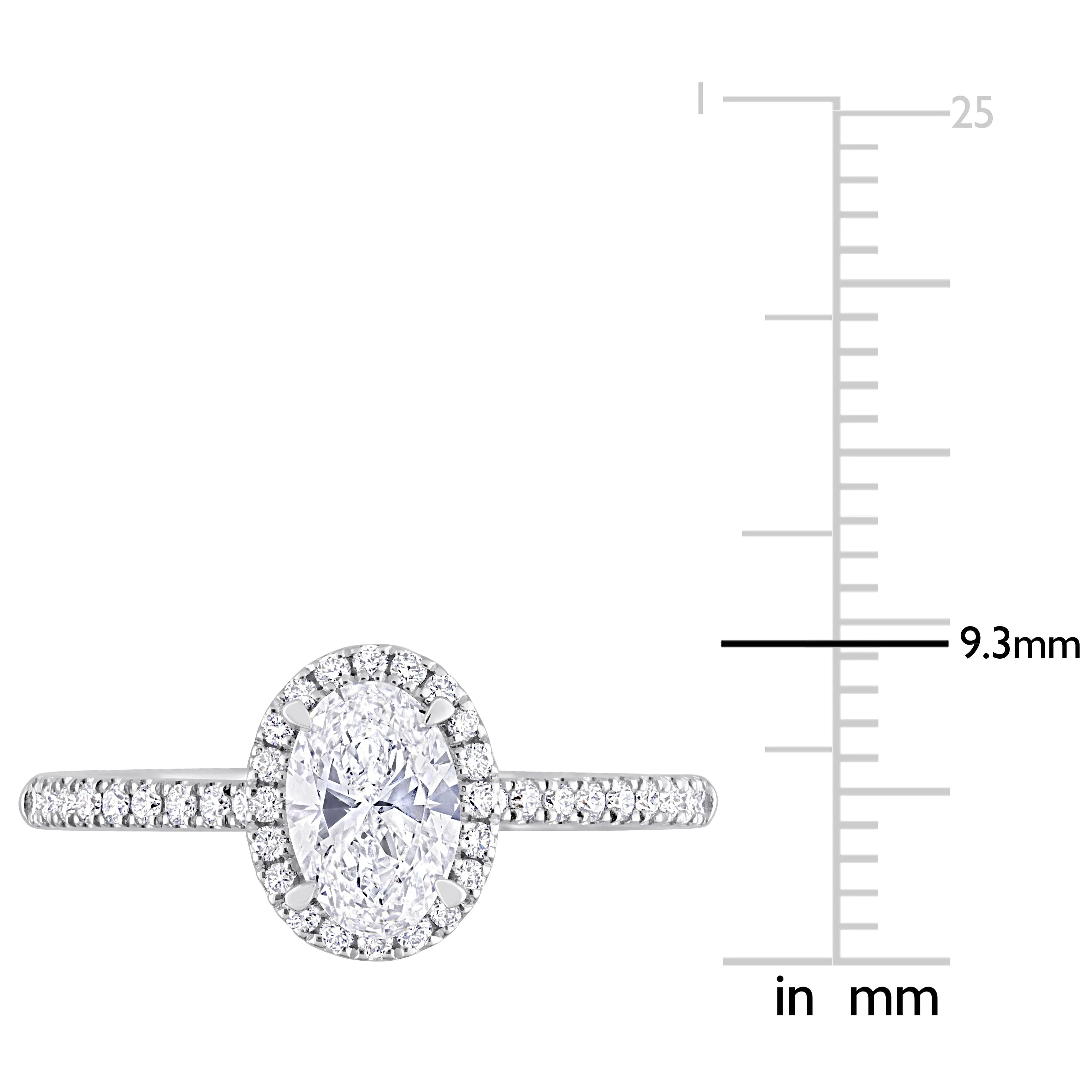 Created Forever 1ct TDW Oval-Cut Lab-Grown Diamond with Tsavorite Accent Halo Engagement Ring in 14k White Gold sold by Zulily product image thumbnail 4