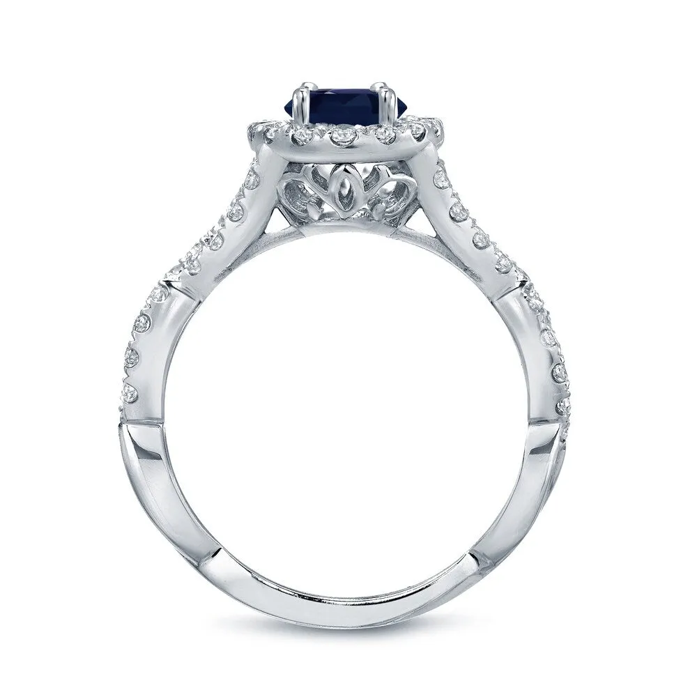 Auriya 14k Gold 1 1/2ct Oval Cut Blue Sapphire and 3/5ct TDW Diamond Halo Engagement Ring (H-I, SI1-SI2) sold by Zulily product image thumbnail 5