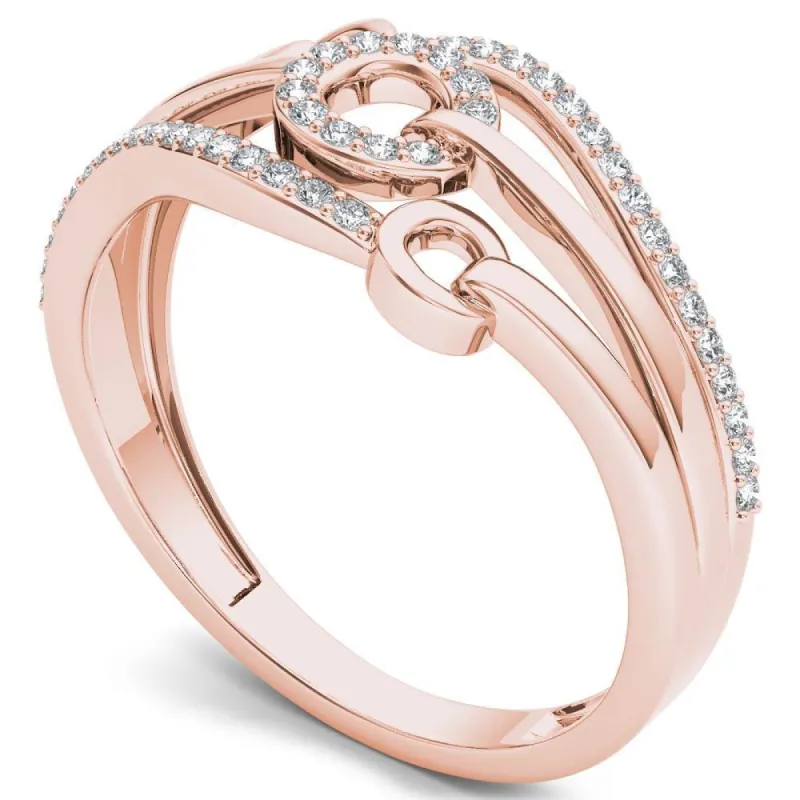 De Couer 10k Rose Gold 1/8ct TDW Diamond Split Shank FashionRing - Pink sold by Zulily