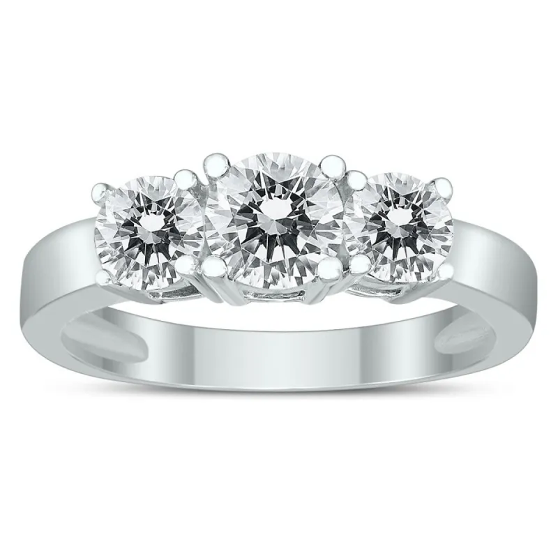 AGS Certified 1 1/2 Carat TW Three Stone Diamond Ring in 10K White Gold sold by Zulily