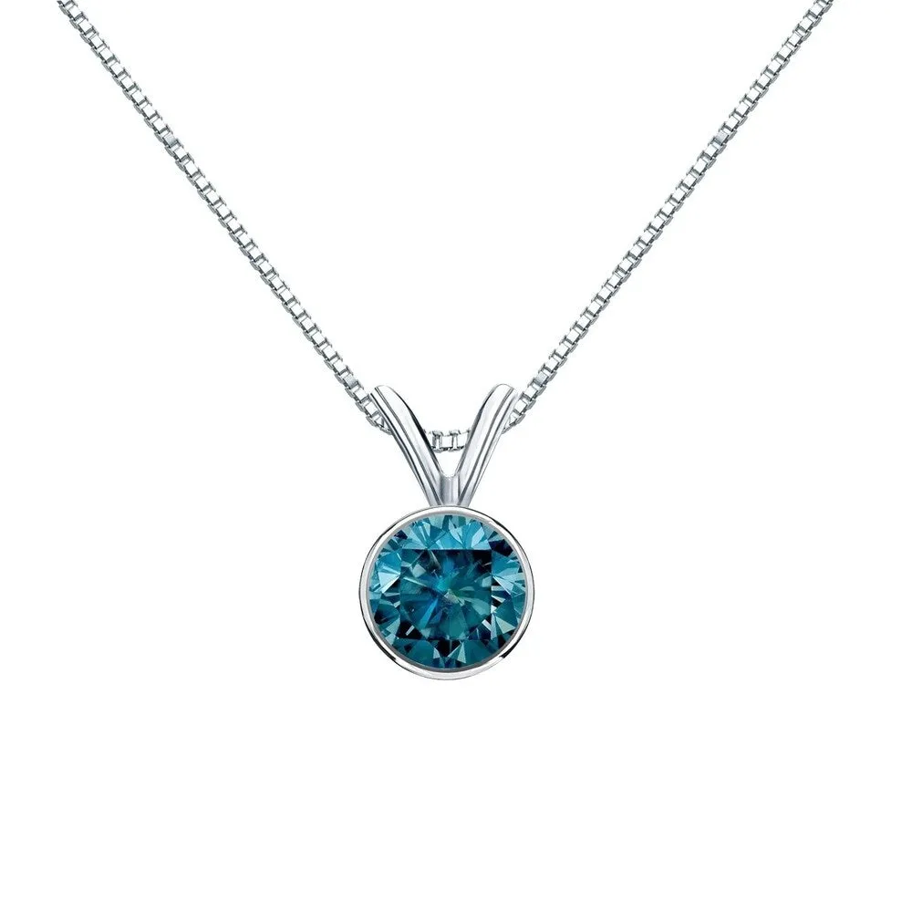 Auriya 14k Gold 1/2ctw Bezel-set Solitaire Blue Diamond Necklace sold by Zulily
