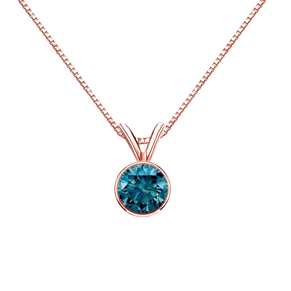 Auriya 14k Gold 1/2ctw Bezel-set Solitaire Blue Diamond Necklace sold by Zulily product image thumbnail 3