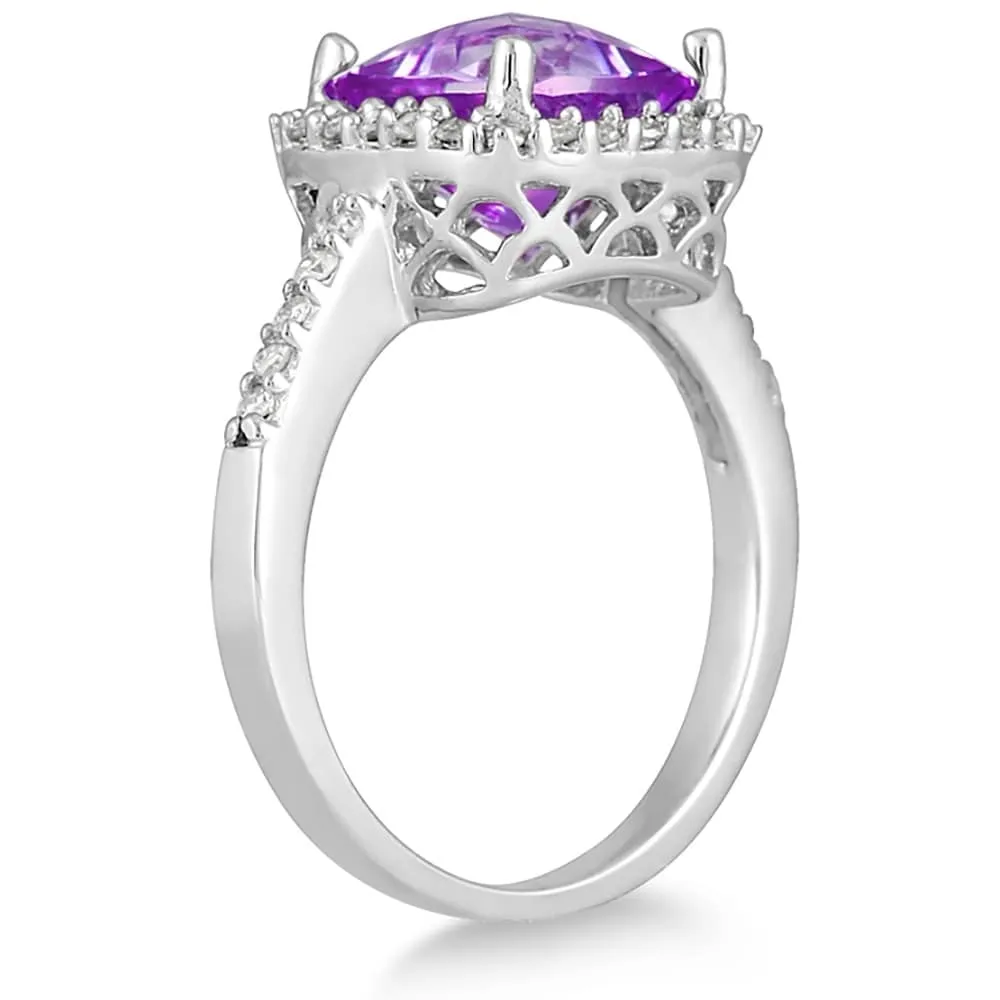 2 1/2 Carat Cushion Cut Amethyst and Diamond Ring 14K White Gold sold by Zulily product image thumbnail 2