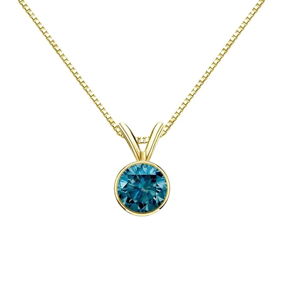 Auriya 14k Gold 1/2ctw Bezel-set Solitaire Blue Diamond Necklace sold by Zulily product image thumbnail 2