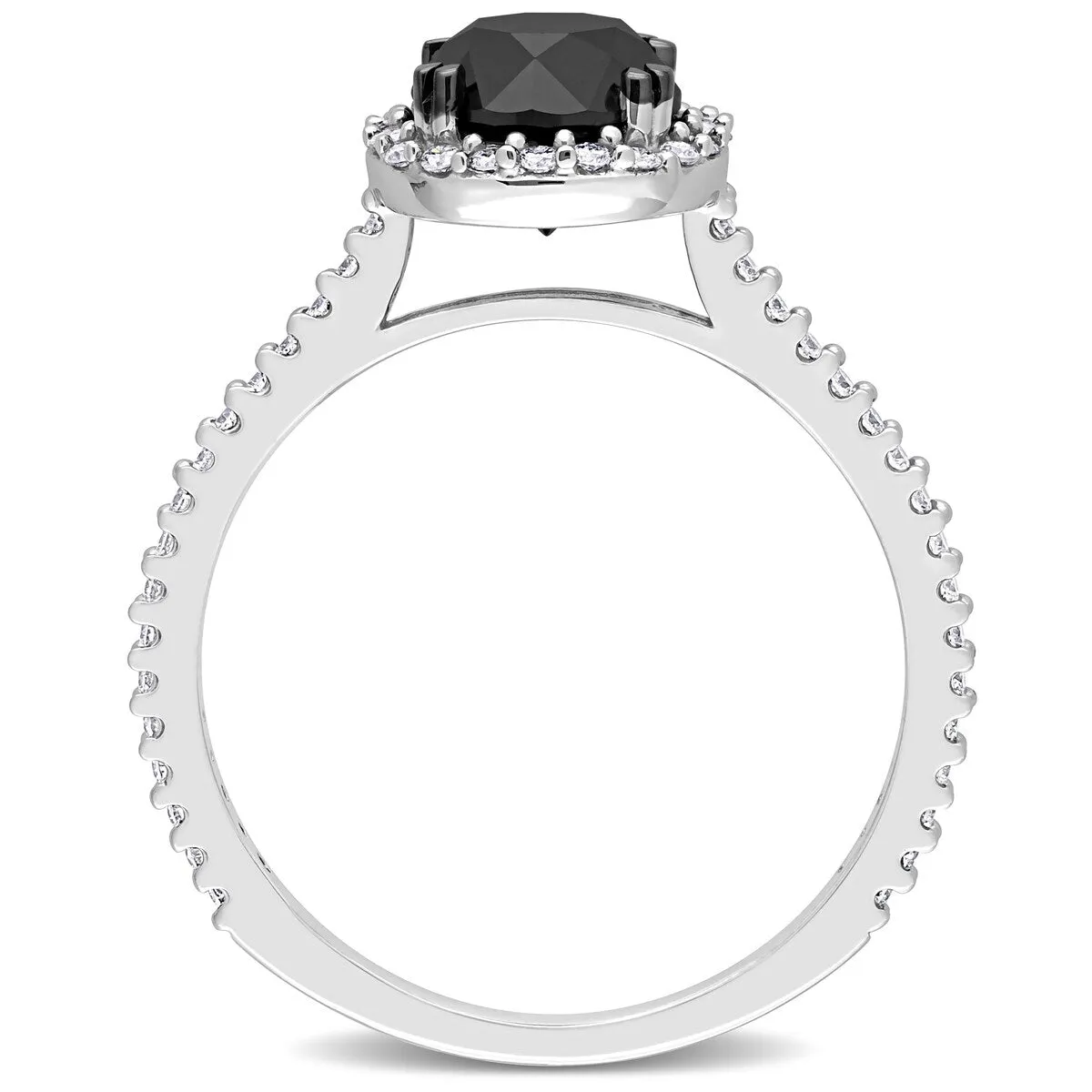 Miadora 1 3/4ct TDW Black and White Diamond Halo Engagement Ring in 14k White Gold sold by Zulily product image thumbnail 4