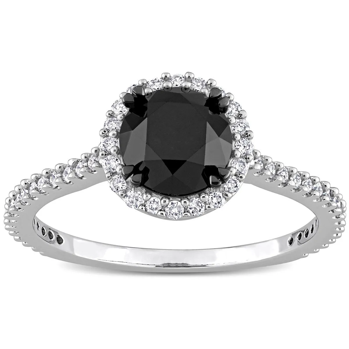 Miadora 1 3/4ct TDW Black and White Diamond Halo Engagement Ring in 14k White Gold sold by Zulily product image thumbnail 2