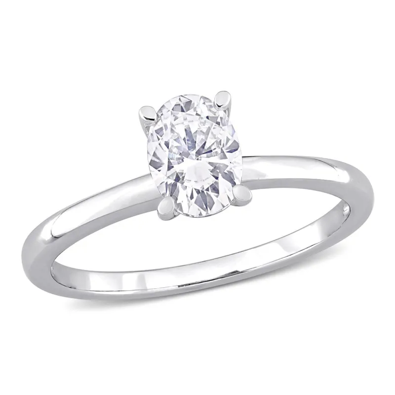 Miadora Sterling Silver 1ct TGW Oval-cut Created Moissanite Solitaire Engagement Ring sold by Zulily
