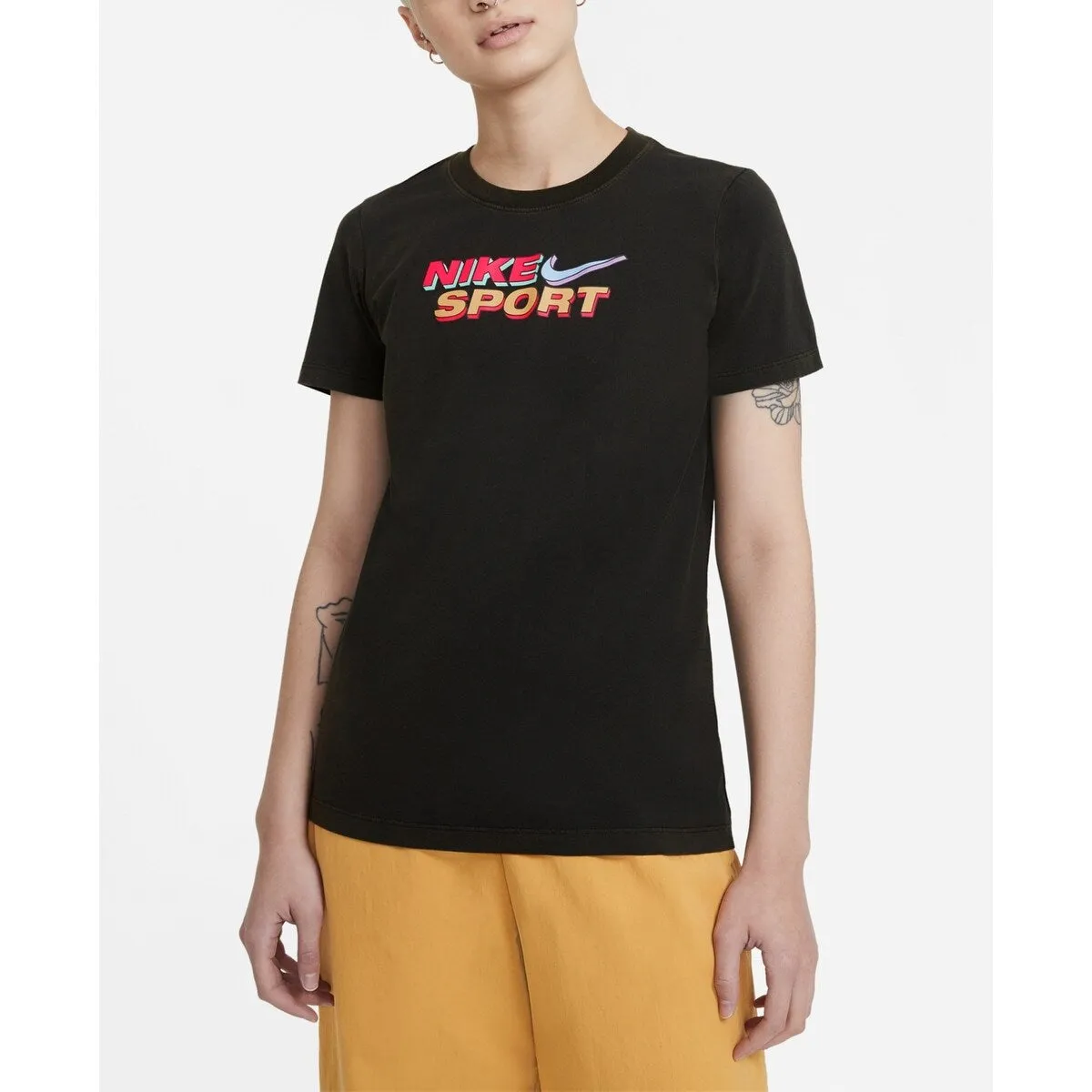 Nike Women's Cotton Logo T-Shirt Black Size Small sold by Zulily product image thumbnail 2
