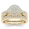 De Couer 14k Yellow Gold 1/2ct TDW Diamond Cluster Halo Bridal Set sold by Zulily