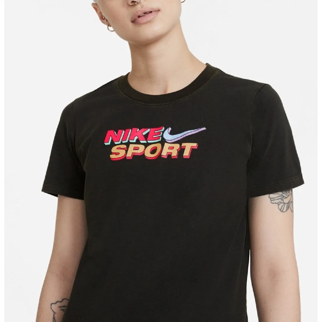 Nike Women's Cotton Logo T-Shirt Black Size Small sold by Zulily product image thumbnail 3