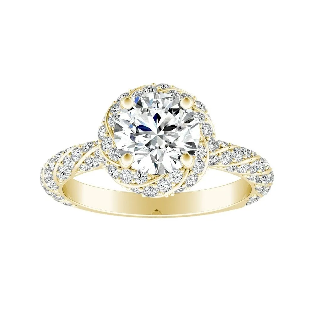 Auriya 14k Gold 3ct Round Moissanite and 5/8ctw Halo Diamond Engagement Ring sold by Zulily product image thumbnail 2