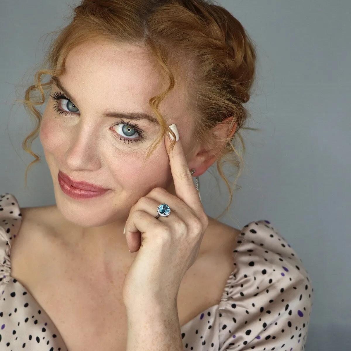 Auriya 2 1/2ct Round Sky Blue Topaz and Halo Diamond Engagement Ring 1/4ctw 14k Gold sold by Zulily product image thumbnail 2