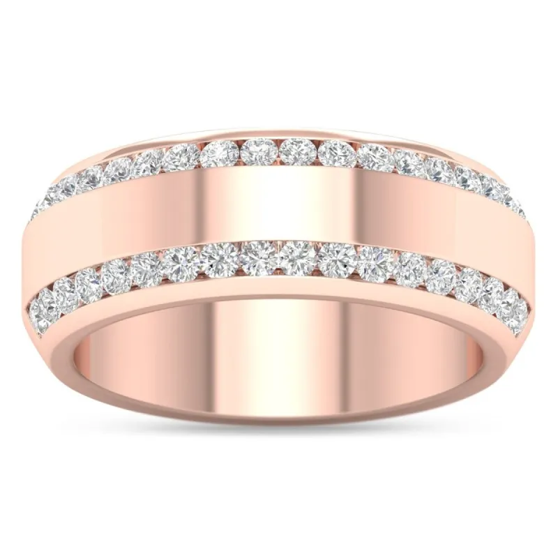 De Couer IGI Certified 14k Rose Gold 7/8ct TDW Diamond Men's Exquisite Wedding Band - Pink sold by Zulily