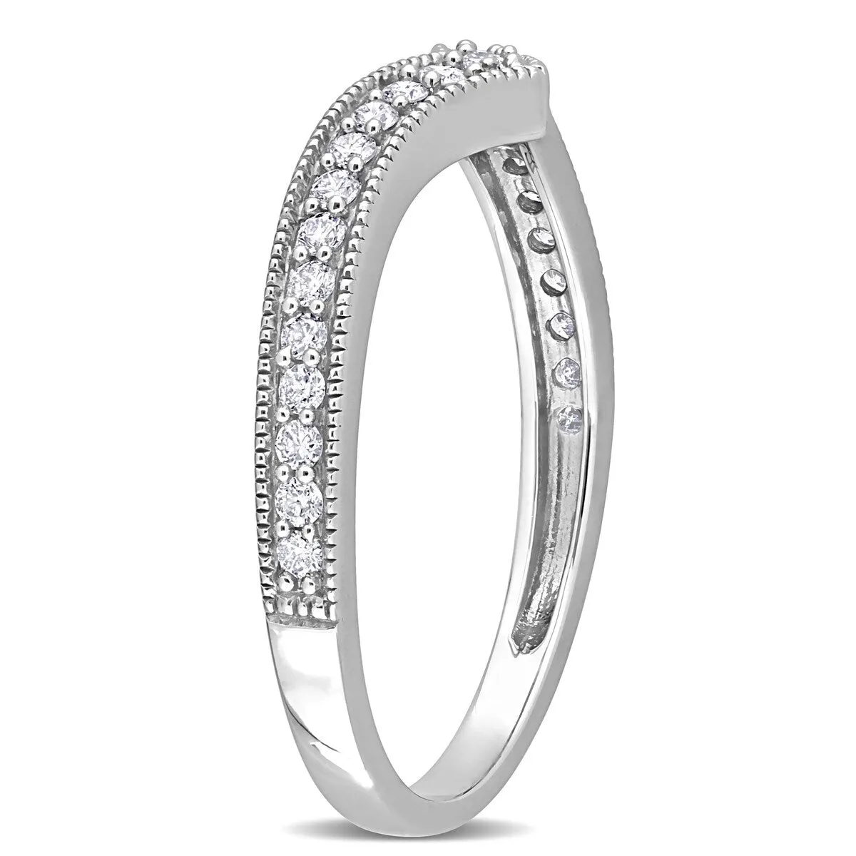 Miadora 1/4ct TDW Diamond Contour Stackable Semi-Eternity Wedding Band Ring in 10k White Gold sold by Zulily product image thumbnail 3