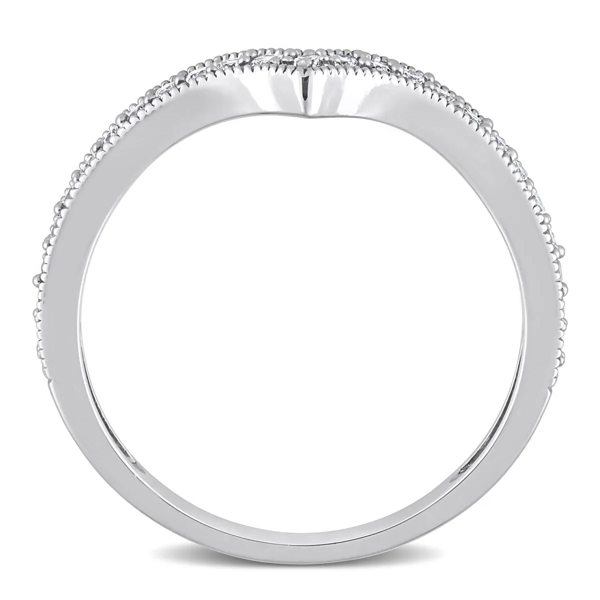 Miadora 1/4ct TDW Diamond Contour Stackable Semi-Eternity Wedding Band Ring in 10k White Gold sold by Zulily product image thumbnail 4